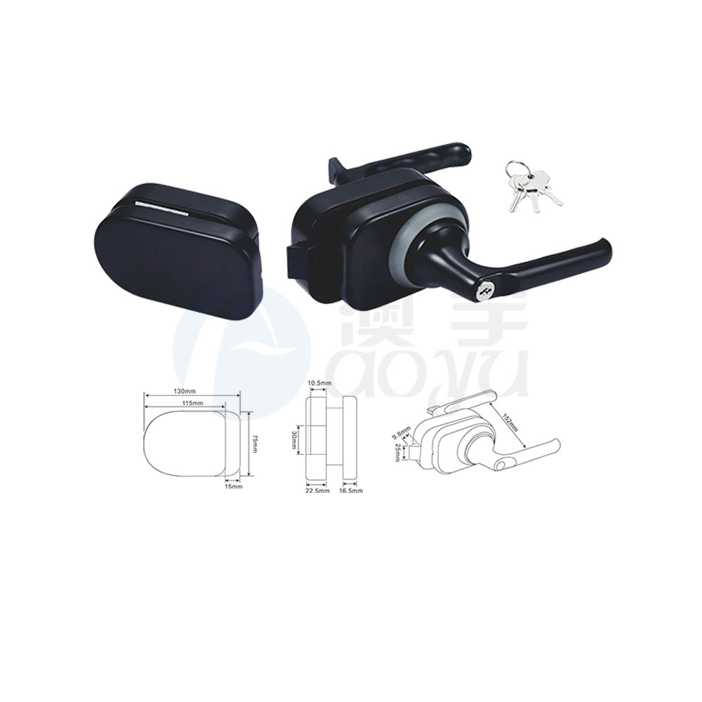 Aluminum sliding frameless glass door lock