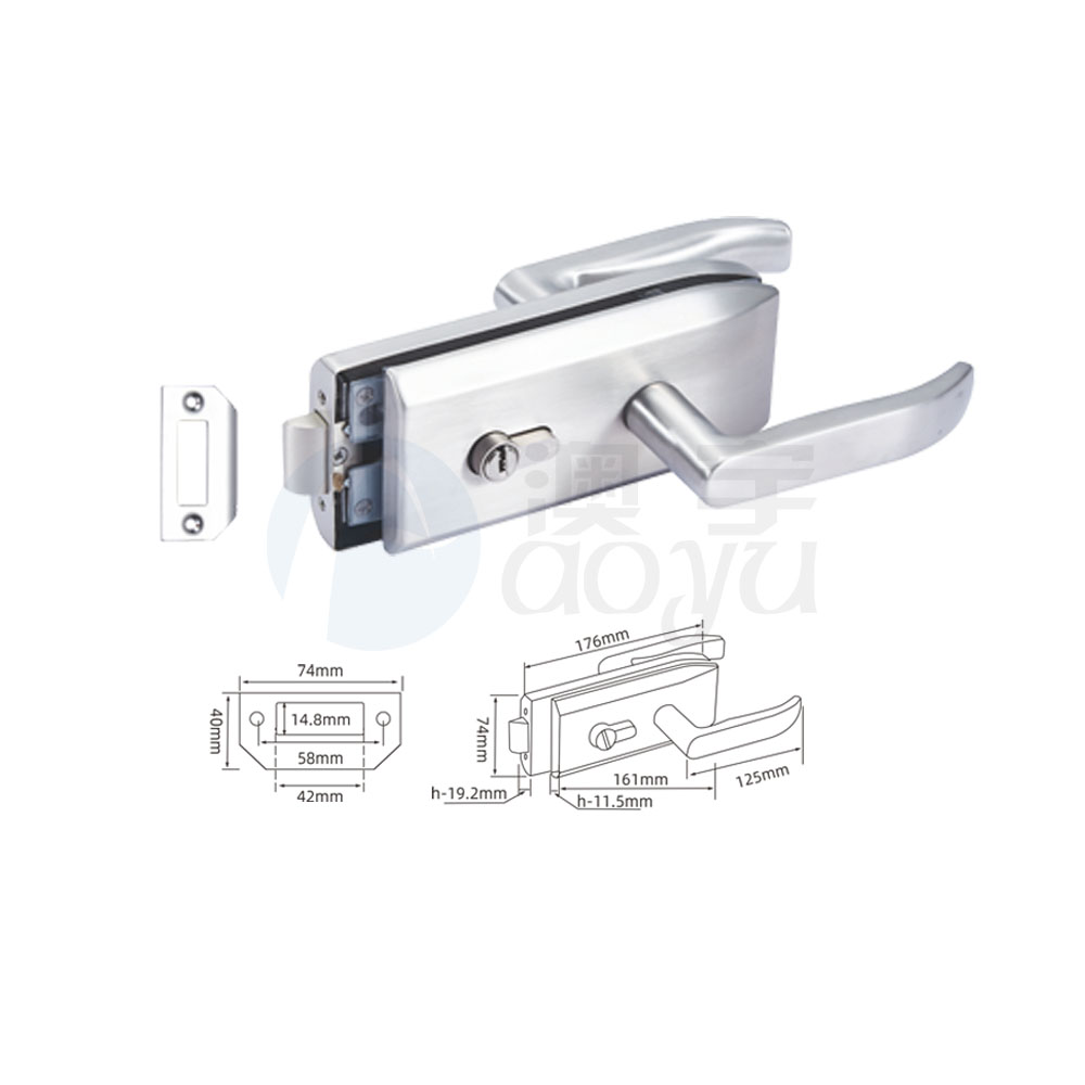 Bathroom glass door lock