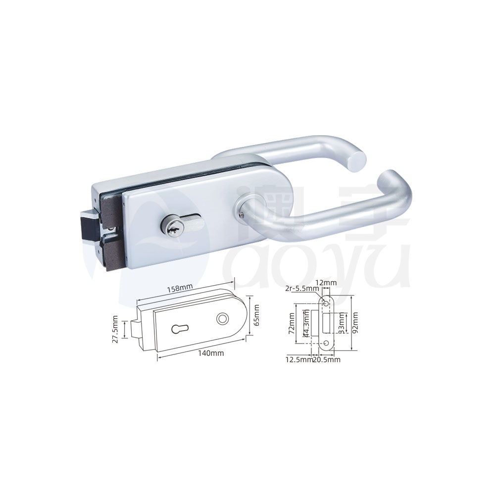Glass door lock and handle