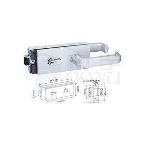 Frameless sliding glass door lock