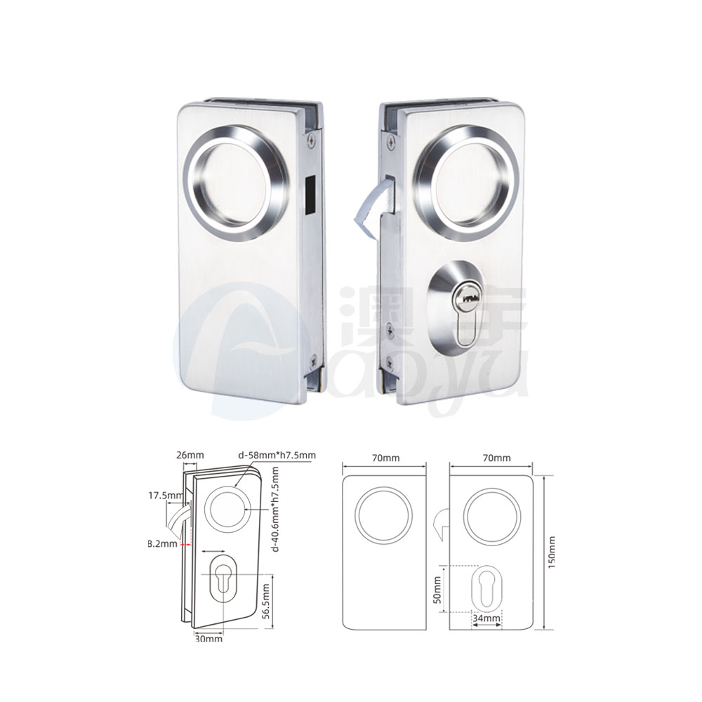 Stainless steel glass door lock