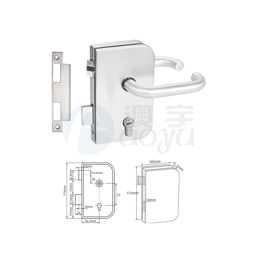 Sliding frameless swing glass door lock
